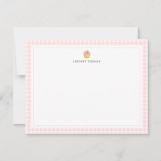 Cupcake Pink Gingham Border Personalized Card