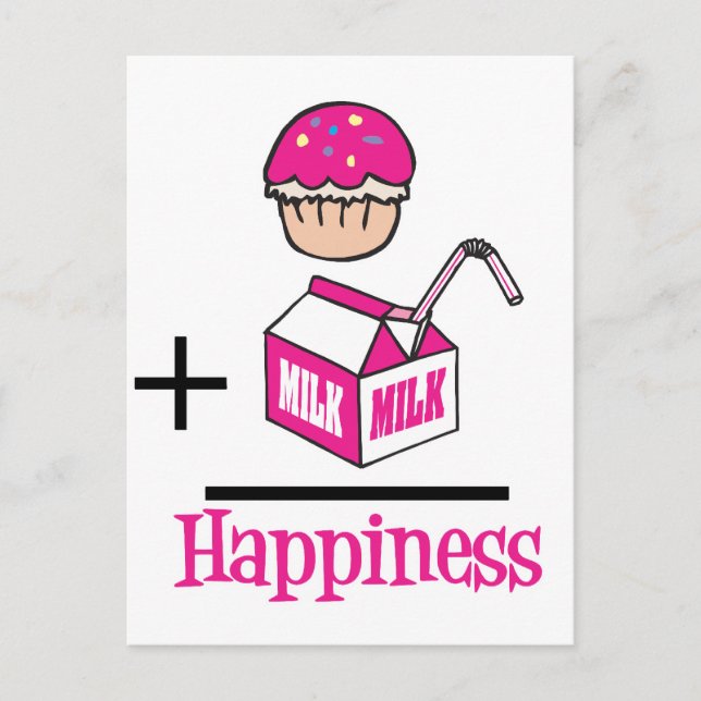 Cupcake Plus Milk Happiness Postcard (Front)