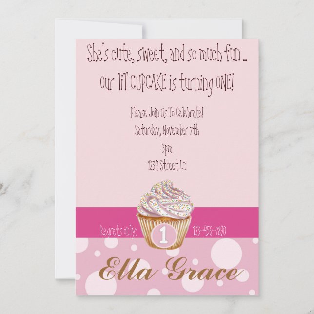 Cupcake & Polka Dots Invitation (Front)