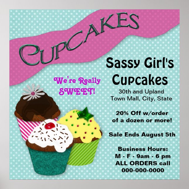 CUPCAKE POSTER - GRANDE PUBLICITÉ-PERSONNALISER (Devant)
