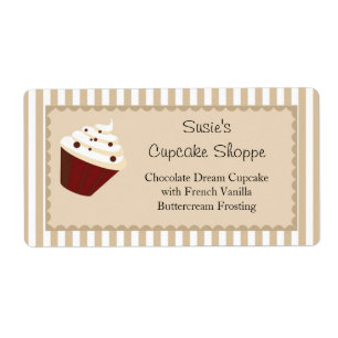 Cupcake Product Labels, Soft Mocha Stripes