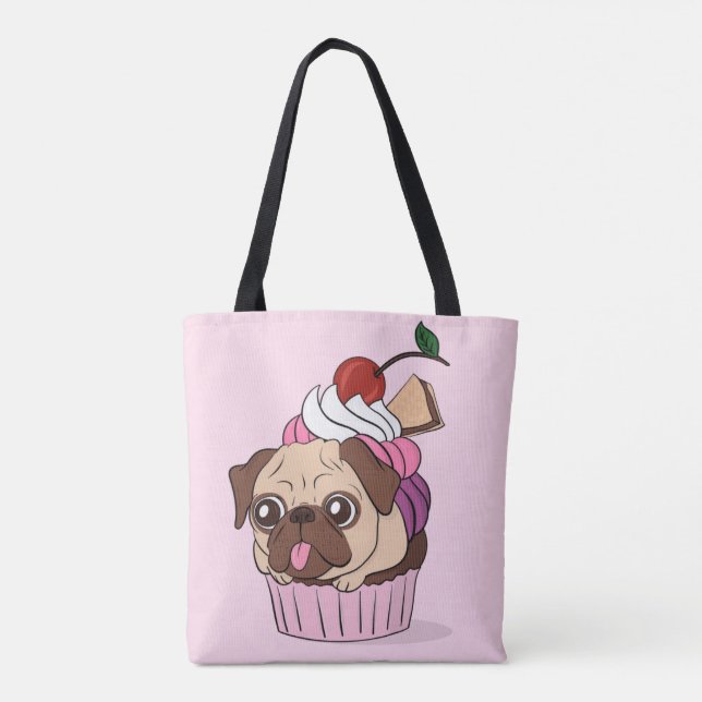 Cupcake Pug Tote Bag (Back)