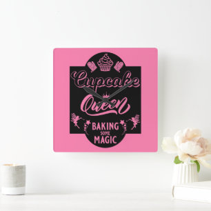 Cupcake Queen Square Wall Clock