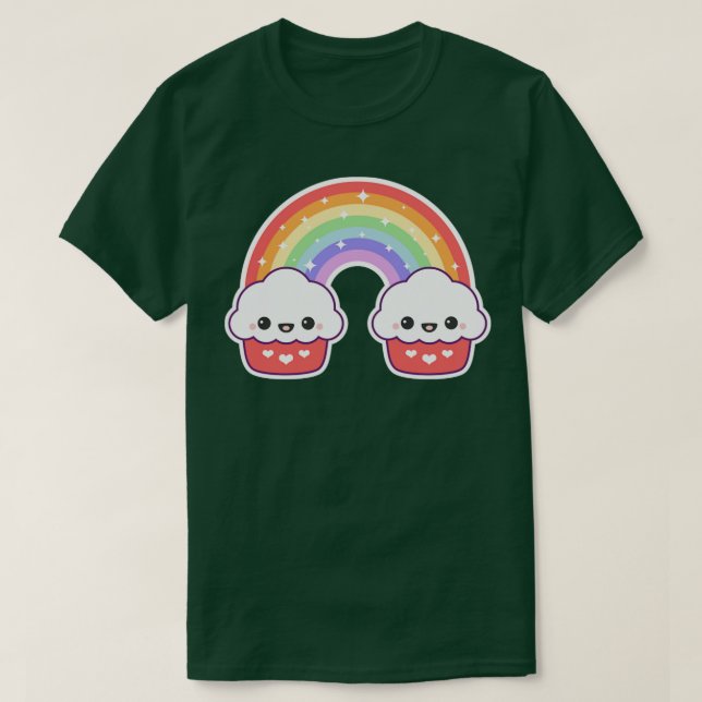 Cupcake Rainbow Twins T-Shirt (Design Front)