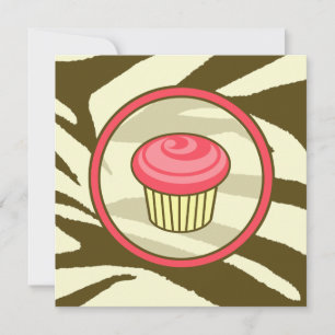 Cupcake rose B jour Invitation - Zebra Brown Impri