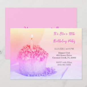 Cupcake rose Colorful 30e anniversaire invitation