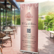 Cupcake Rose Gold Glitter Drips QR Code Bakery