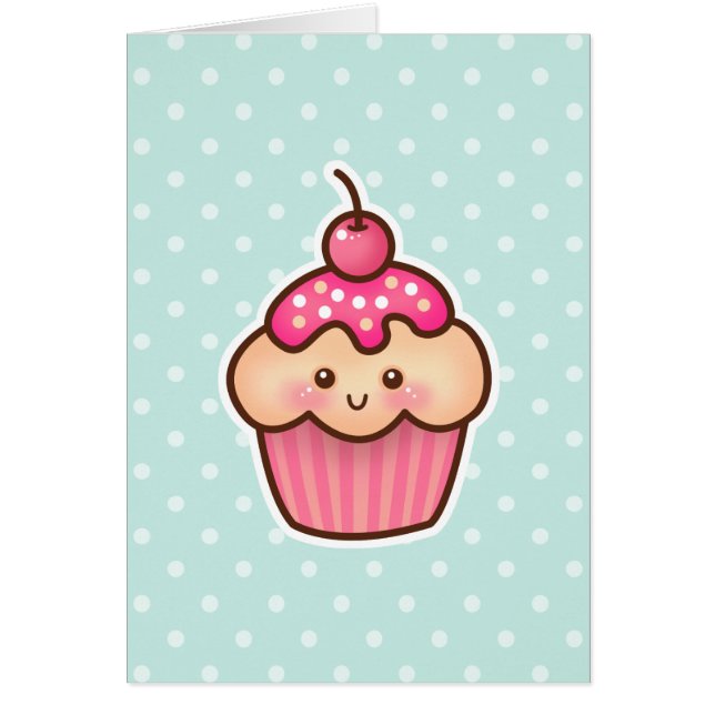 Cupcake rose Kawaii et Pois bleu Mint (Devant)