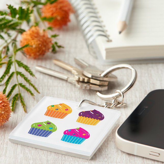 Cupcake Set with Sprinkles Bright Dessert Keychain (Creator Uploaded)