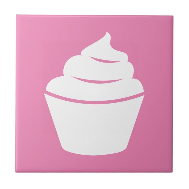 Cupcake silhouette custom square kitchen tile (Front)
