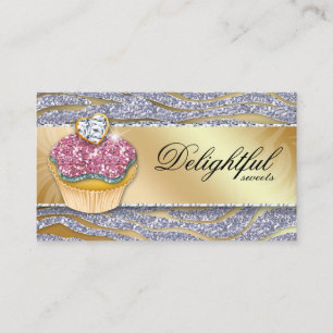 Cupcake Sparkle Bakou Carte de visite Zebra Silver