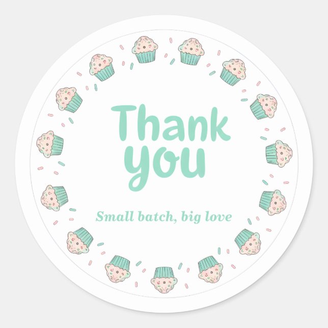 Cupcake Sprinkle Baking Thank You Sticker  (Devant)