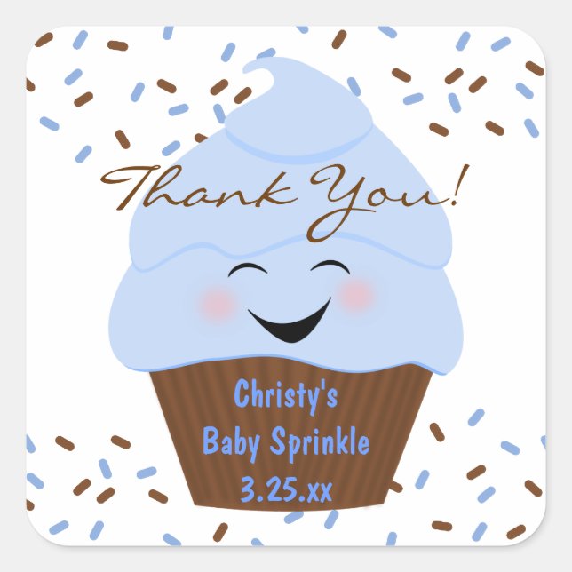 Cupcake Sprinkles Baby Boy Sticker (Front)