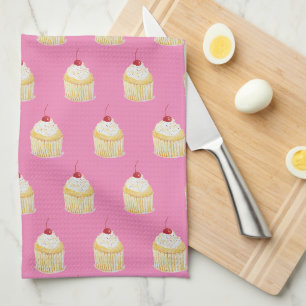 Cupcake Sprinkles Cherry Pattern Kitchen Towel