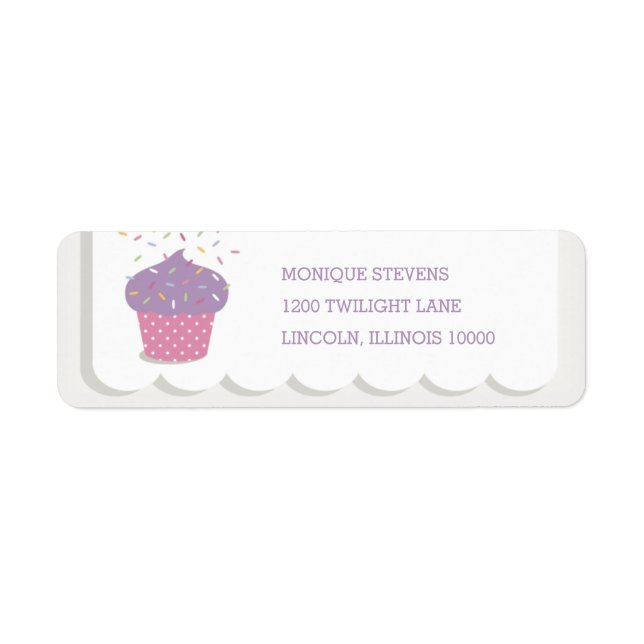 Cupcake Sprinkles Party Return Address Label (Front)