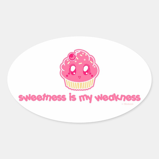Cupcake-Sweetness is my Weakness Oval Sticker (Front)