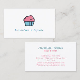 Cupcake sweets pastry bakery pink blue business card
