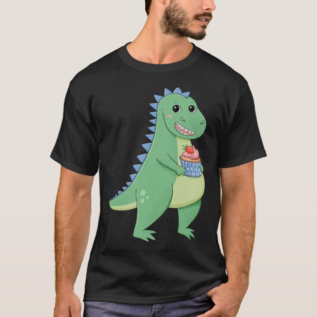 Cupcake T-Rex Dinosaur Baker Pastry Chef Dino Love T-Shirt (Front)