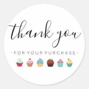 Cupcake Thank You for Your Purchase Classic Round Sticker