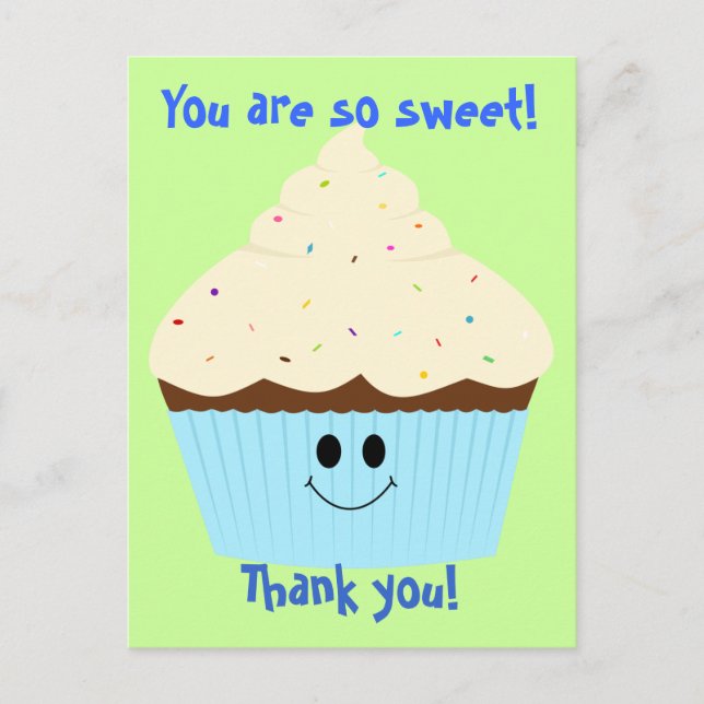Cupcake Thank You Postcard (blue) (Front)