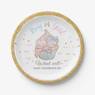 Cupcake Theme Gender Reveal Party Paper Plate
