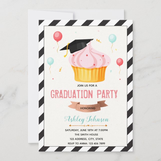 Cupcake Theme graduation invite (Front)
