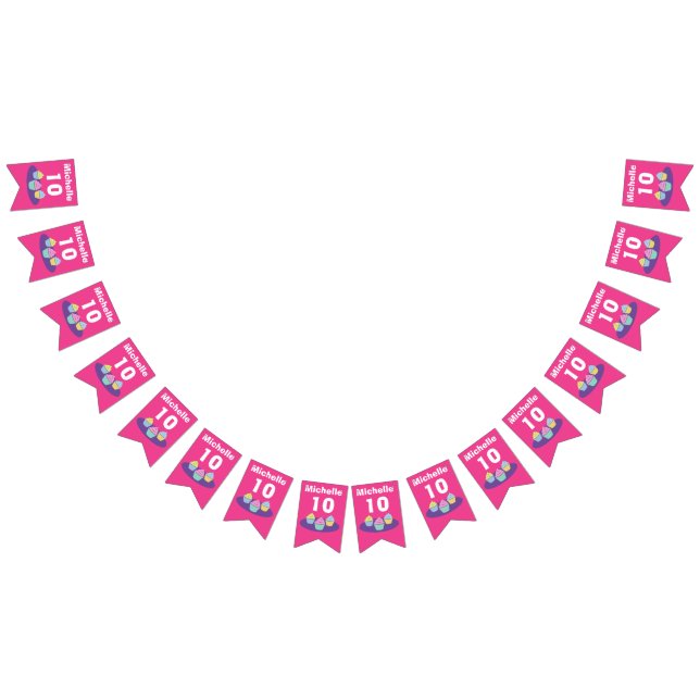 Cupcake theme kid's Birthday party custom Bunting Flags (All)