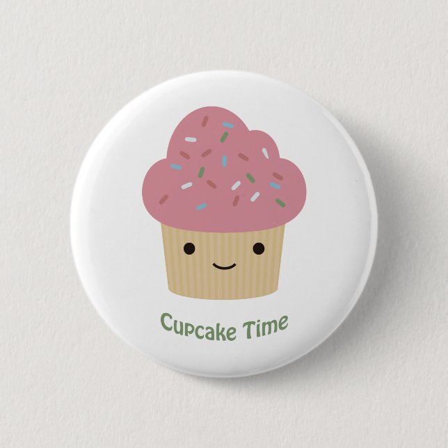 Cupcake Time! Cute Pink Cupcake 2 Inch Round Button (Front)