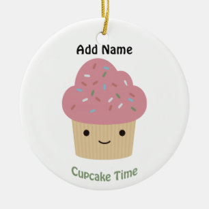 Cupcake Time! Cute Pink Cupcake Ceramic Ornament