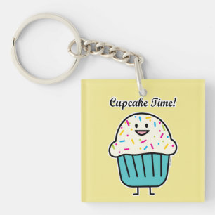 Cupcake Time with sprinkles sweet dessert fondant Keychain