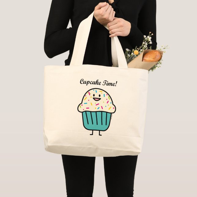 Cupcake Time with sprinkles sweet dessert fondant Large Tote Bag (Front (Product))