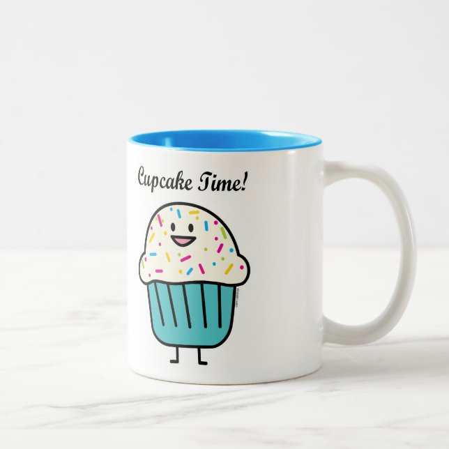 Cupcake Time with sprinkles sweet dessert fondant Two-Tone Coffee Mug (Right)