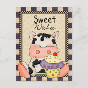 Cupcake Vache douce carte postale
