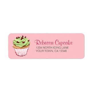 Cupcake vert sur l'étiquette d'adresse de retour r