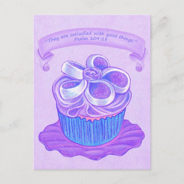 Cupcake violet sur plaque 4 ~ Carte postale Écritu (Devant)