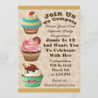 Cupcake Wars Bake Off Birthday Fleur De Lis Invite