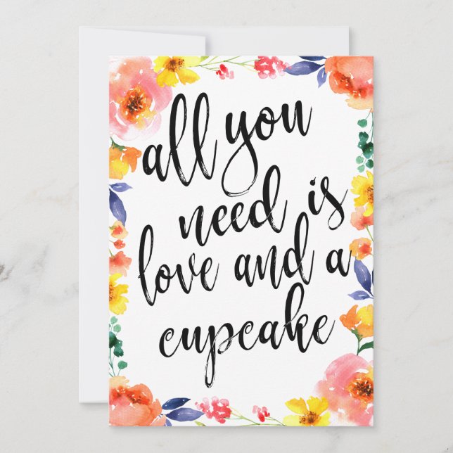 Cupcake Wedding Dessert Affordable Floral Sign (Front)