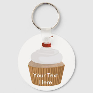 Cupcake-White and Brown Keychain