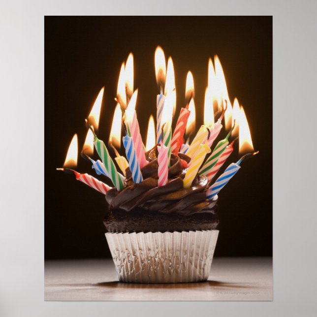 Cupcake with birthday candles poster (Front)