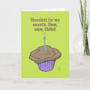 Cupcake with Candle “Umm, umm, UMM!” Birthday Card