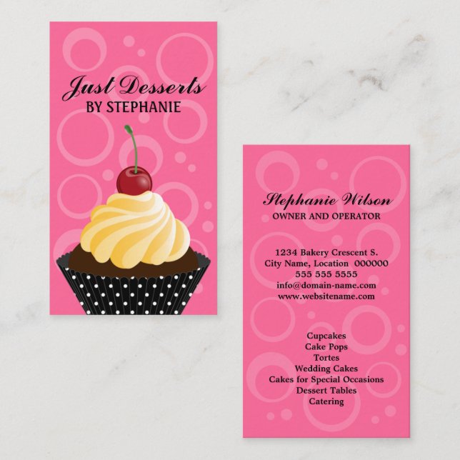 Cupcake with Cherry Baker Business Card (Front/Back)