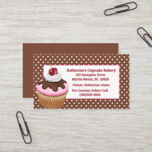 Cupcake With Cherry Bakery Business Cards