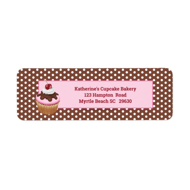 Cupcake with Cherry Bakery Return Label (Front)