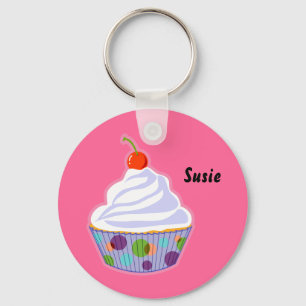 Cupcake with cherry keychain