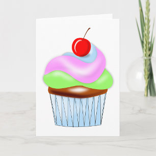 Cupcake With Cherry On Top Greeting Cards