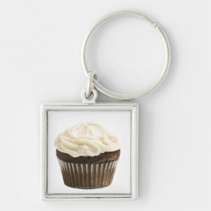 Cupcake with chocolate icing, studio shot 2 keychain