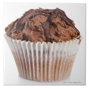 Cupcake with chocolate icing tile