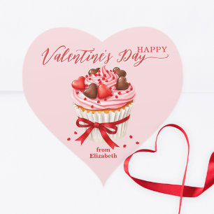 Cupcake with Heart Chocolates Valentine's Day  Sticker