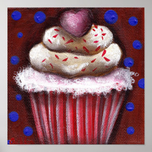 Cupcake with Heart Poster