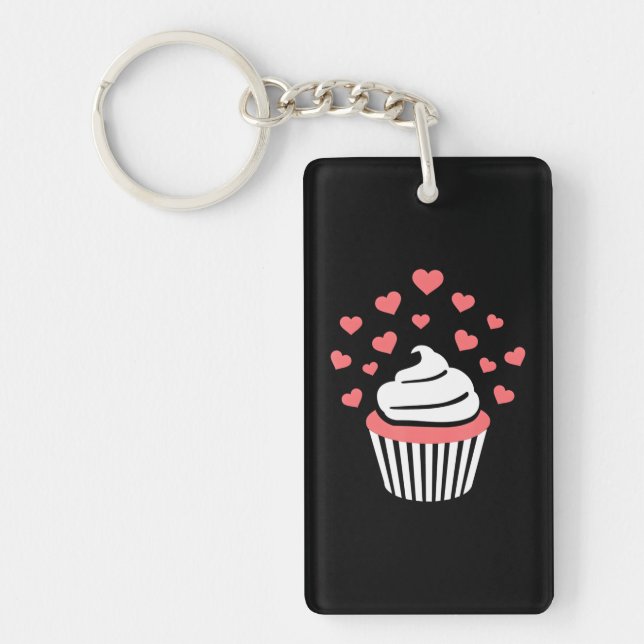 Cupcake with hearts keychain (Front)